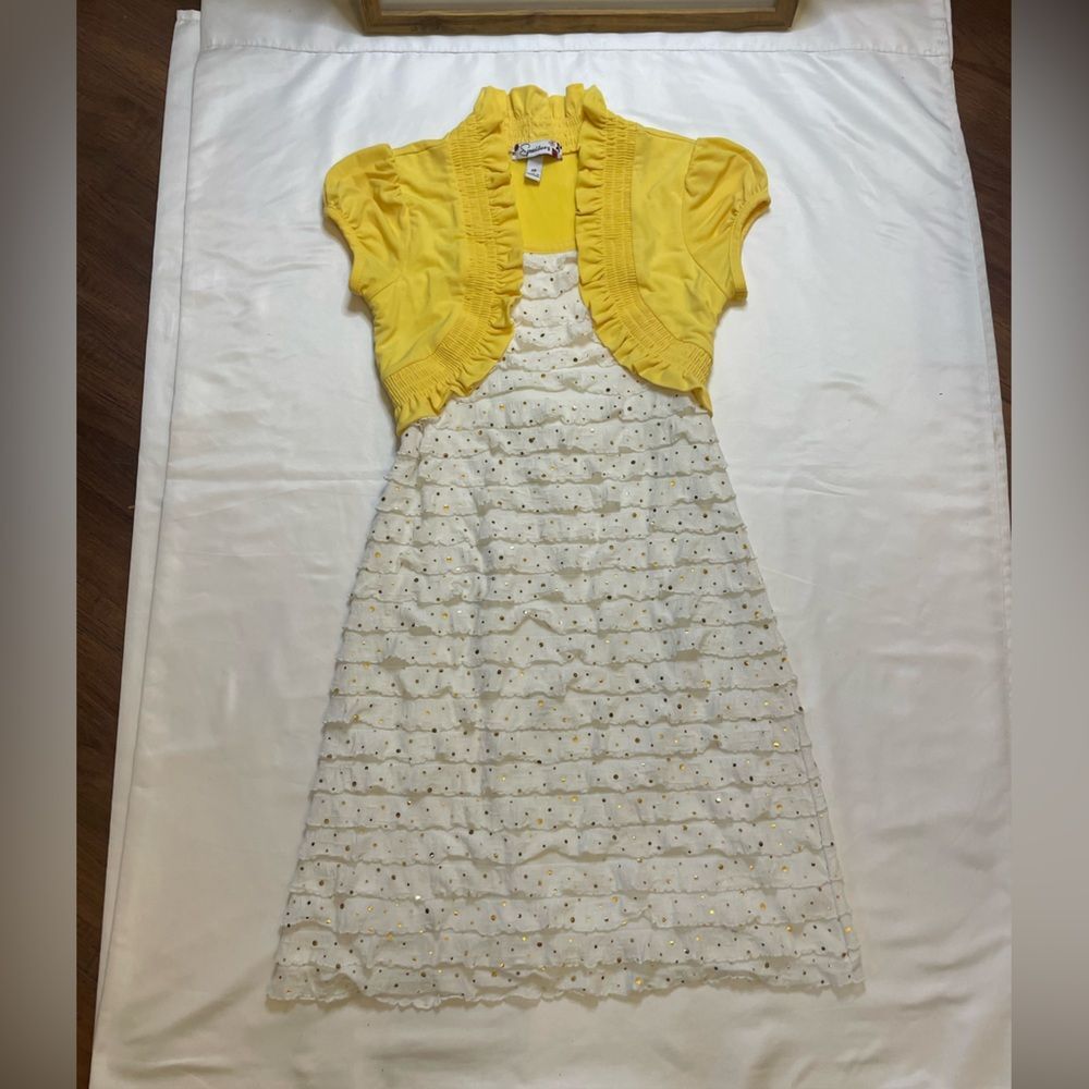 Girls Spechless size 10 yellow and white dress